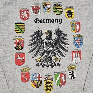 Vintage 80s Germany Coat Of Arms Gray Crewneck Sweatshirt Screen Stars M USA